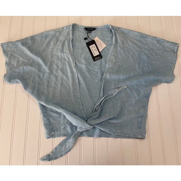 NWT Sim & Sam Bleach Wash Wrap Top Lightweight - Size Women's Medium - Picture 1 of 7